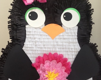 Girl Penguin Pinata.  Large Customizable Penguin Pinata.  Custom Penguin Pinata