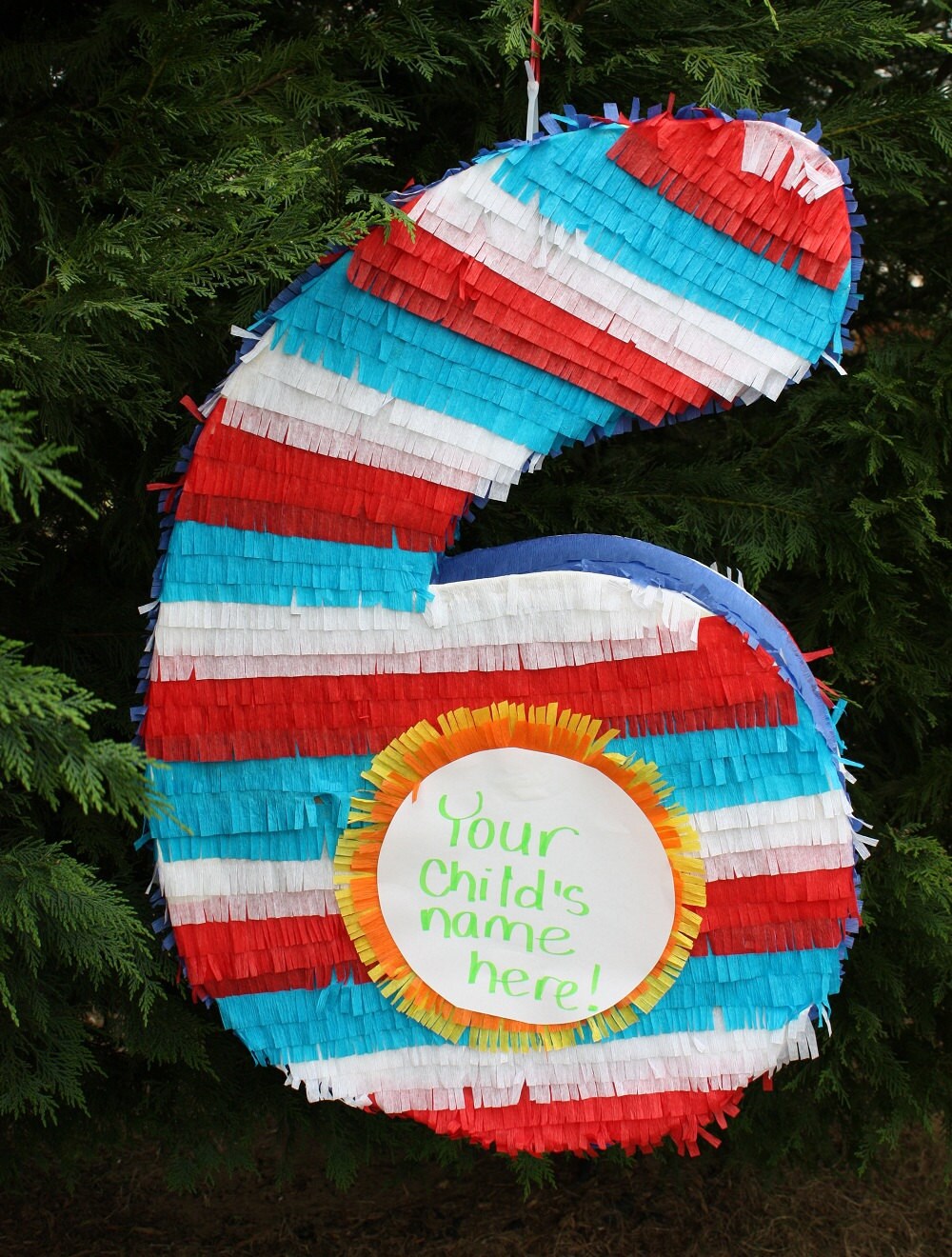 Large Number Six Pinata Customizable. Custom piñata
