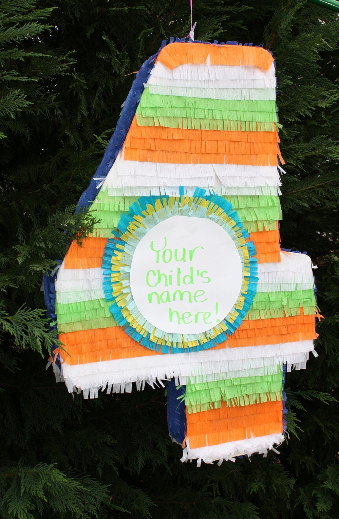Large Number Four Pinata Customizable. Numero Cuatro