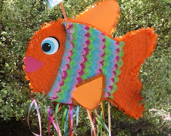 Fish Pinata. Orange Fish Pinata.  Rainbow Fish Pinata