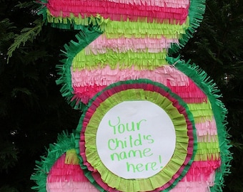 Large Number Three Pinata - Customizable. Custom Pinata. Numero Tres Pinata