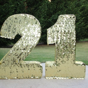 Large Number Pinatas. Number 21. Gold Number Pinatas. Custom Pinata. Any Number Pinata. 21 birthday.  Sweet 16. Quinceanera