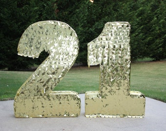 Large Number Pinatas. Number 21. Gold Number Pinatas. Custom Pinata. Any Number Pinata. 21 birthday.  Sweet 16. Quinceanera