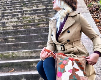 Boho Bag, Romantic, Face Design Real Leather Crossbody, Couple Shoulder bag, Alternative Fashion.