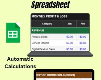 Profit n Loss Tracker Spreadsheet | Business Income & Expense Statement Template |