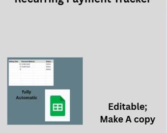 Recurring Payment Tracker | Monthly Subscription & Bill Management Spreadsheet | Expense Organiser