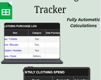 Wardrobe Budget Tracker Spreadsheet | Clothing Expense & Fashion Spending Planner