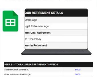 Pension Retirement Planner Google Sheets Template Nest Egg Calculator Super Savings Projection