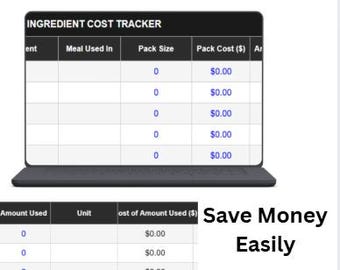 Macro + Cost Meal Planner - Money Spreadsheet - Finance Spreadsheet - Save Groceries