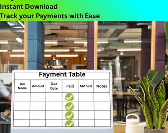 Printable Budget Planner - Bills Table - Payment Table - Savings - Finance Tracker