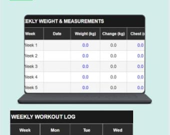Health & Fitness Project Planner | Workout, Routine Progress Spreadsheet