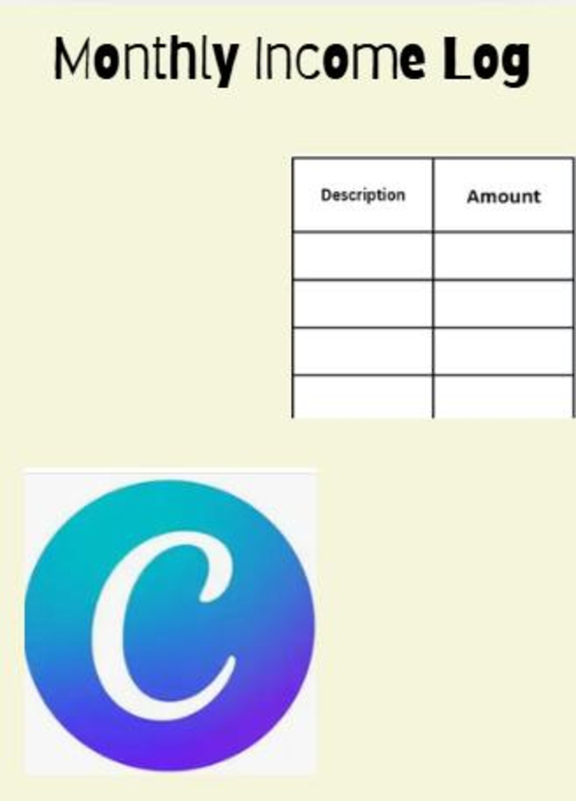 Monthly Income Log Printable | Income Tracker Worksheet | Side Hustle ...