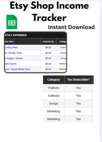 Etsy Income Tracker Spreadsheet | Sales & Profit Tracker | Small ...
