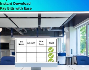 Bill Due Date Tracker - Finance Template - Bill Payments - Personal - Money