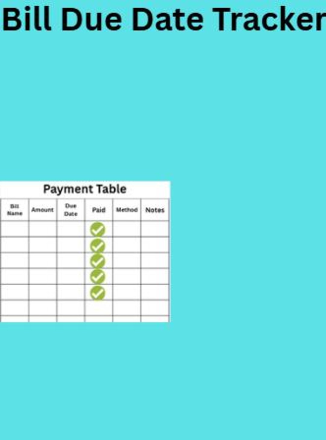 Bill Due Date Tracker - Finance Template - Bill Payments - Personal ...