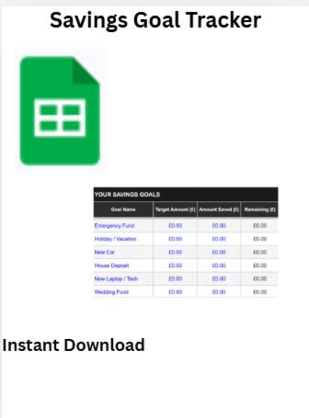 Savings Goal Tracker Google Sheets Template Multiple Savings Goals ...