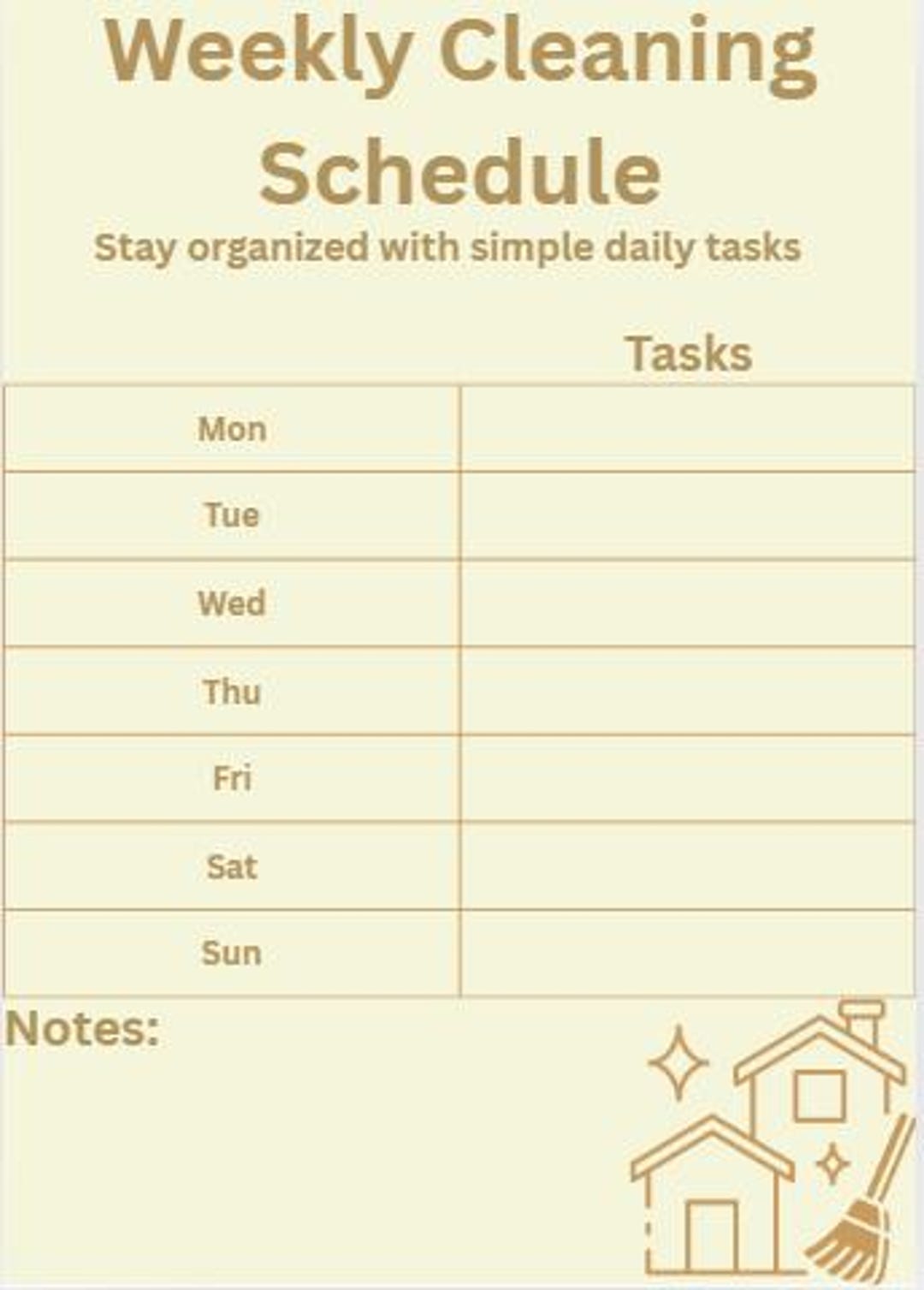 Weekly Cleaning Schedule | Minimalist Planner | Printable Cleaning ...