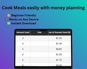 Cheap Meal Prep Budget Spreadsheet | Student Food Cost & Grocery Planning Calculator