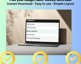 Minimalist Money Planner | Clean Budget & Expense Tracker Spreadsheet | Simple Finance Organiser