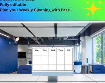 Weekly Cleaning Schedule Printable & Editable Canva Template | Minimal Household Chore Chart