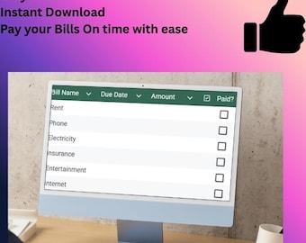 Bill Payment Tracker - Personal Finance - Tracker Spreadsheet - Google Sheets - Budget Planner
