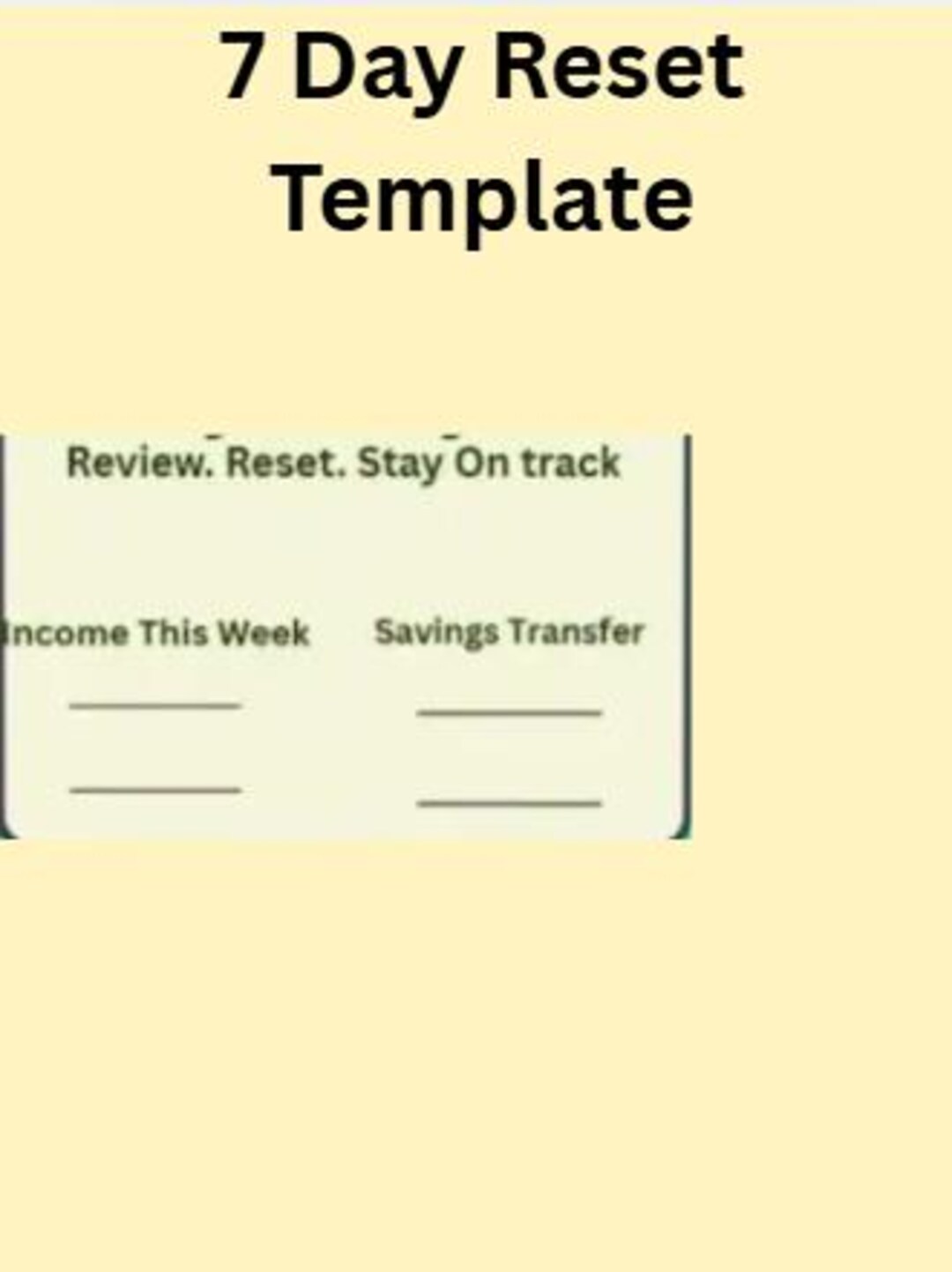 7 Day Reset Template - Printable Design - Savings Template - Etsy