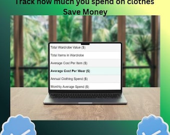 Clothing Spending Tracker Spreadsheet | Wardrobe Budget & Shopping Organiser