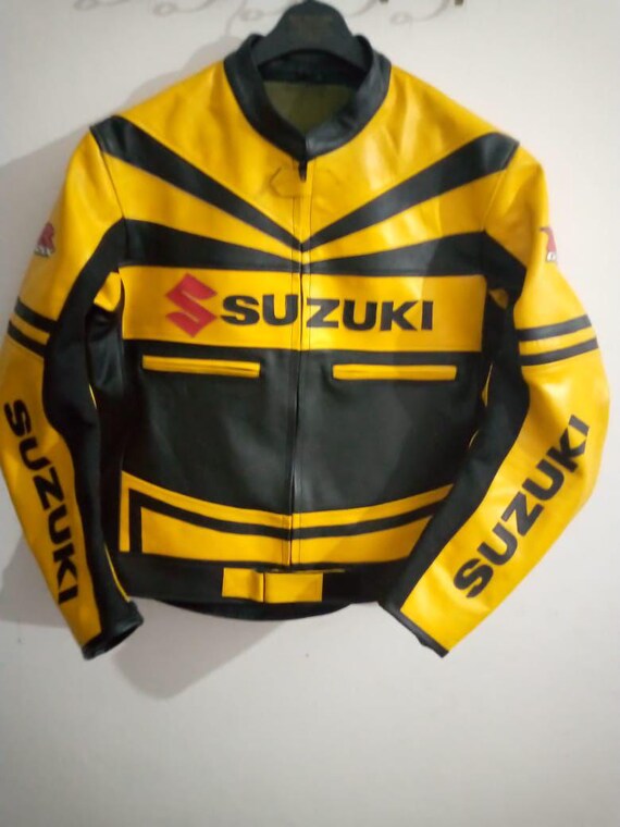 Suzuki GSXR Leather Motorcycle Jacket | CE Armor, Racing Biker Gear