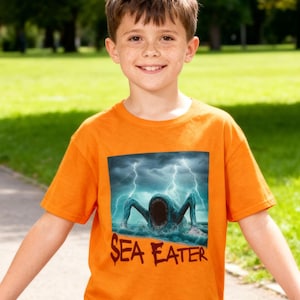 Sea Eater Monster T-Shirt for Kids | Ocean Creature Tee for Boys & Girls
