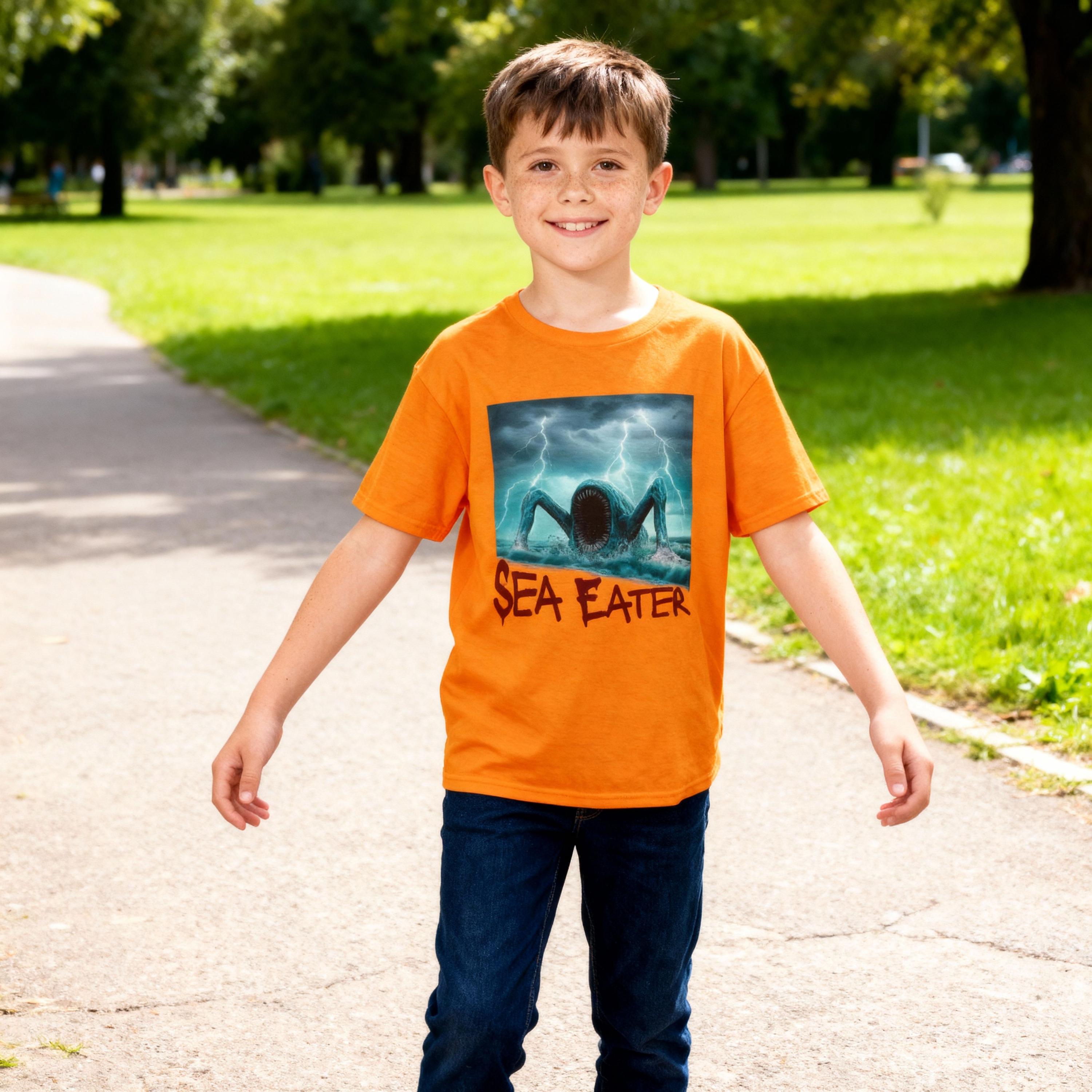 Sea Eater Monster T-shirt for Kids | Ocean Creature Tee for Boys