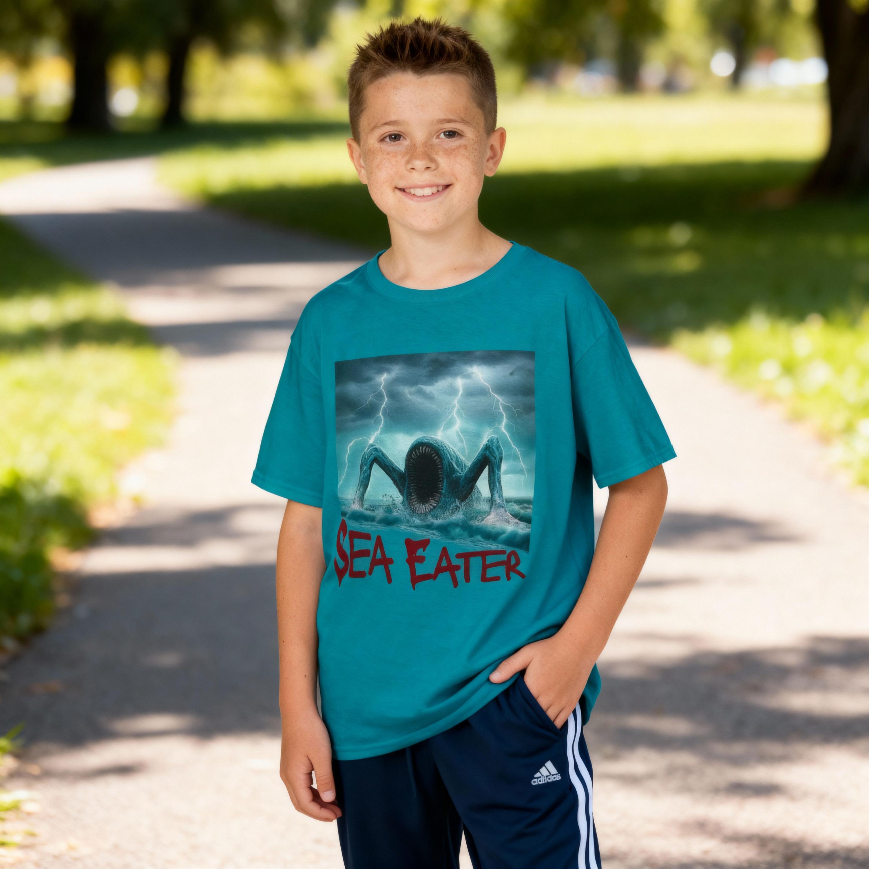 Sea Eater Monster T-shirt for Kids | Ocean Creature Tee for Boys