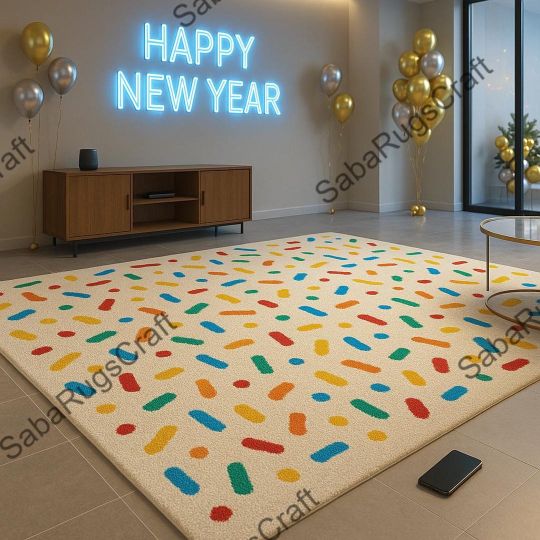 Conveti Rug Colorful Abstract Confetti Rug for Living Room, Soft Beige Modern Area ...