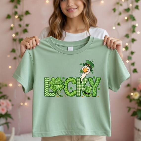 Lucky Shamrock PNG, St. Patrick's Day Goose Design (Digital Download)