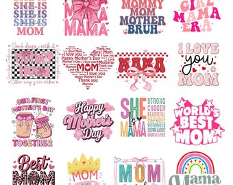 Mother's Day PNG Bundle: Floral Mom, Coquette Bow, Checkered Mama Designs