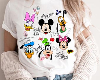 Retro Mickey & Friends Signatures PNG, Disney Balloon Characters Design, Magical Mickey and Co Artwork, Family Matching Digital Download