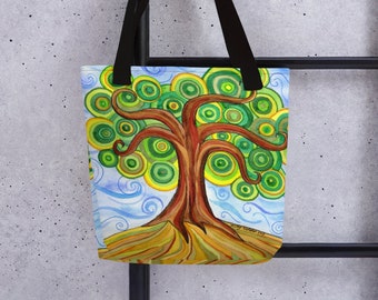 All Over Print Tote Bag with Original Artwork Eco-Friendly Shopping Reusable Bag