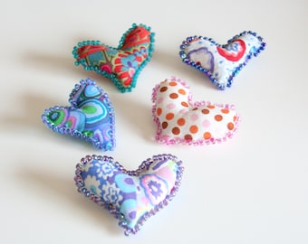 Fiber Art Heart Pin, Valentine Pin, Soft Sculpture Heart Brooch, Teacher Gift, Stocking Stuffer, Purple Heart Pin, Easter Basket Fillers