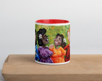 11 Oz Mug with Color Inside and Original Art, We Are Woman, Inspirational Art for Woman