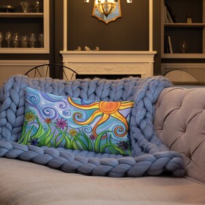 Premium Pillow with Original Art 'Sunny Skies' image 1