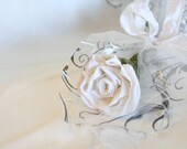 White Rose Stem Handmade Fabric Flower Everlasting Bouquet for Wedding Bridal, Eco Friendly, Wedding Flowers, Handmade, Flower Bouquet