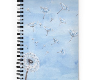 Spiral notebook original watercolor 'Wishes', Inspirational art