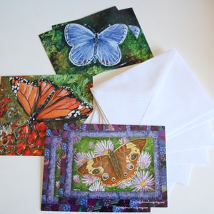 Juego de postales con impresiones artísticas originales de mariposas, juego de 6 tarjetas con impresiones de acuarela y sobres, juego de papelería, regreso a clases