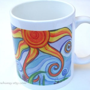 Mug with Original Art Image, Coffee/Tea Cup, Housewares, Kitchen Decor, Colorful Mug, Back to School Gift, Teacher Gift, Mug with Sun
