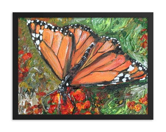 Framed poster of Original Acrylic Painting, Monarch Butterfly
