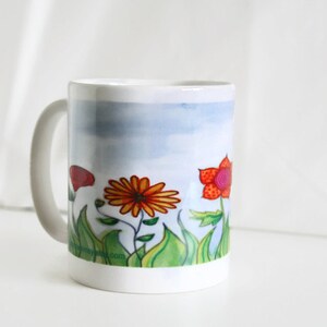 Mug with Original Art Image, Ceramic Coffee Tea Mug, Kitchenware, Housewares, Colorful Cup, Coffee Lover Gift, Flower Mug, Coffee Mug