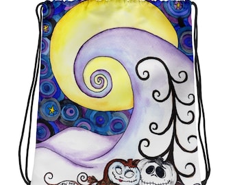 Drawstring bag, Halloween Bag, Original Art, Nightmare, Christmas