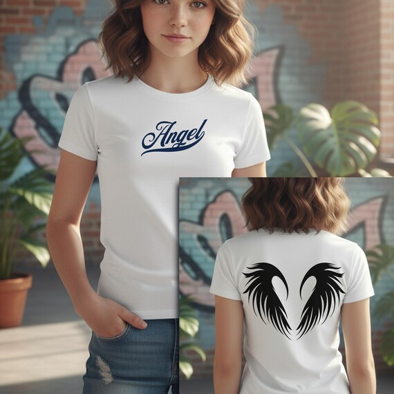 Minimalist Angel Wings T-Shirt - Cute Aesthetic Tee for Women and Teens - Unisex Gift