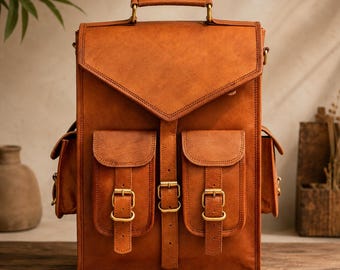 Vintage Military Style Canvas Backpack Multiple Pockets  display picture 1