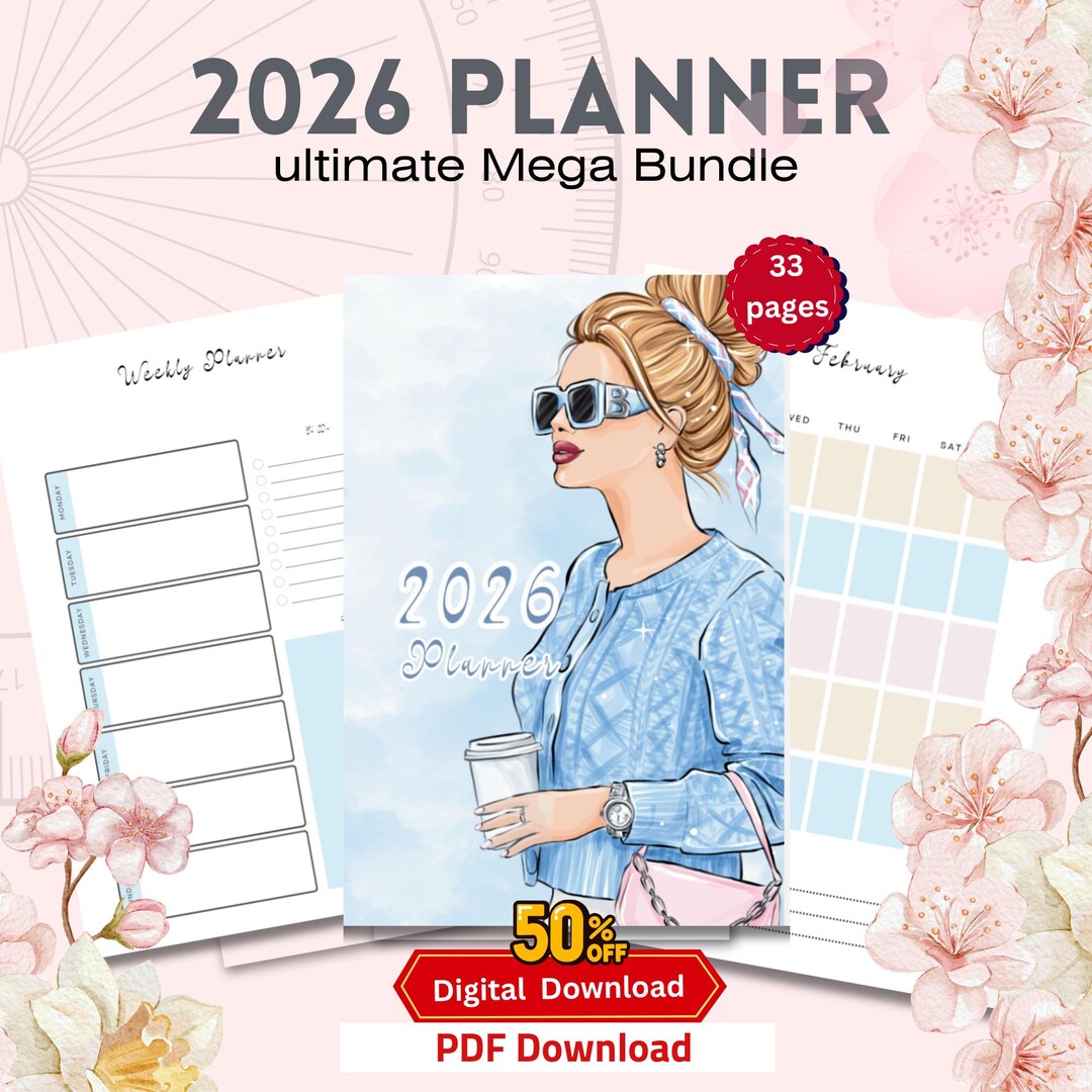 2026 Daily Weekly Monthly Printable Digital Planner A5 PDF | Women ...
