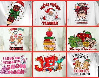 Paquete de imágenes PNG navideñas para profesores, estilo coqueto (descarga digital)